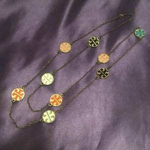 Tory Burch Enameled Logo 20'' Long Gold Necklace